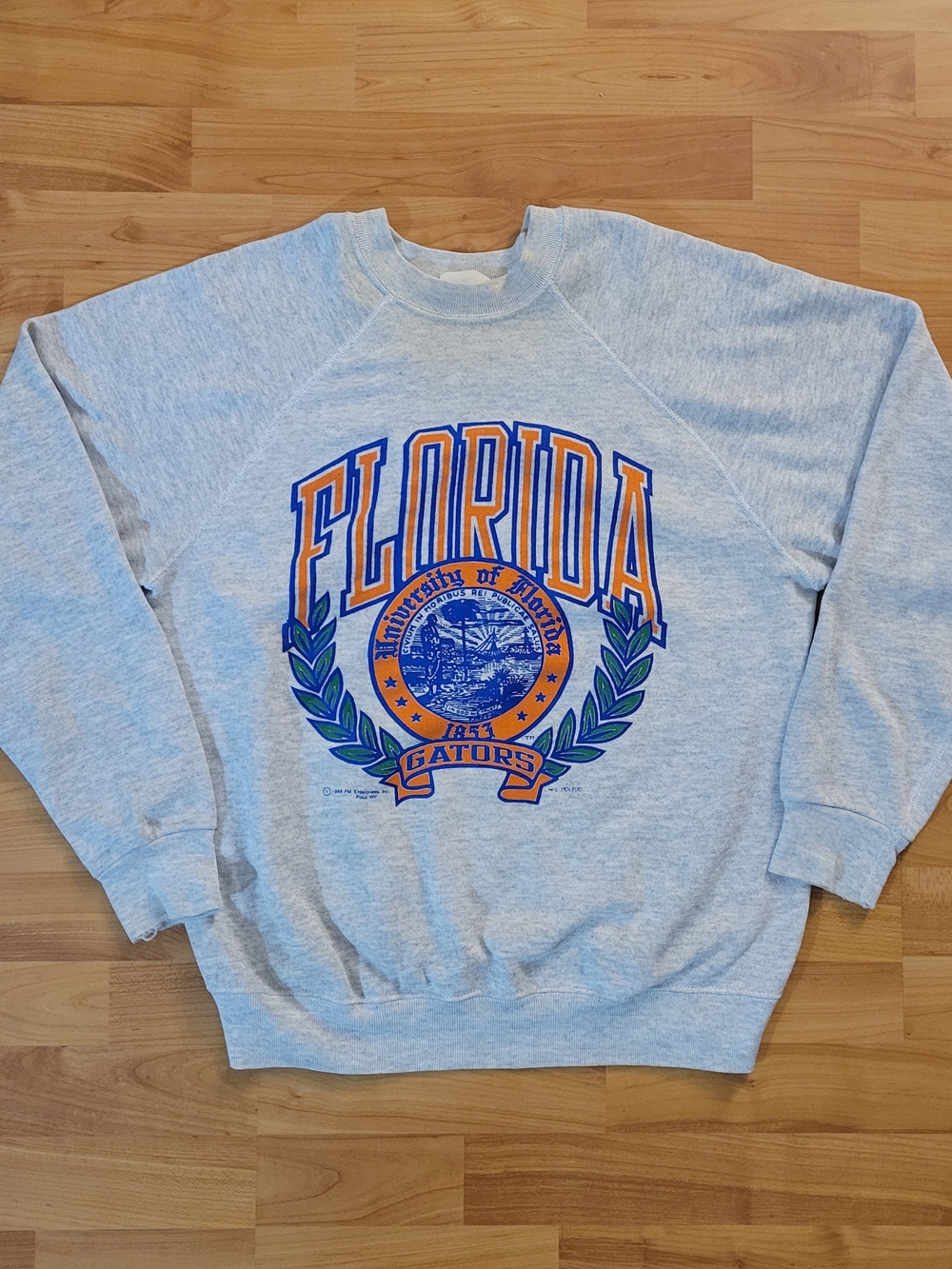 VINTAGE University Of Florida Gators 1989 Tultex Gray Sweatshirt Crewneck, Large